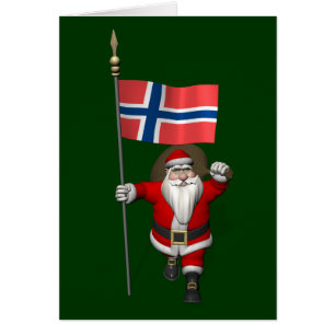 Cartão Doce Papai Noel Com Alferes Da Noruega
