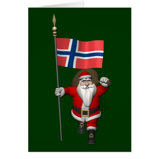 Cartão Doce Papai Noel Com Alferes Da Noruega (Frente)