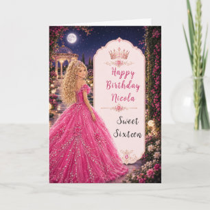 Cartão Doce Princesa Real de 16 anos Rosa