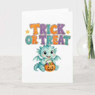 Cartão Doce Truque ou Tratamento Bebê Dragão Halloween