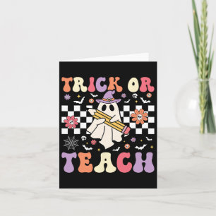 Cartão Docente De Groovy Halloween Trick Ou Teach Flor