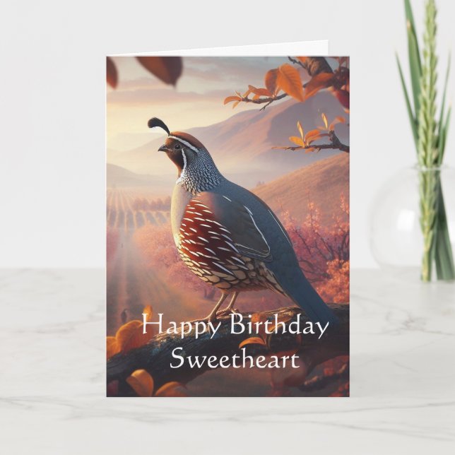 Cartão Doces Birthday Costumes California Quail Birds (Frente)