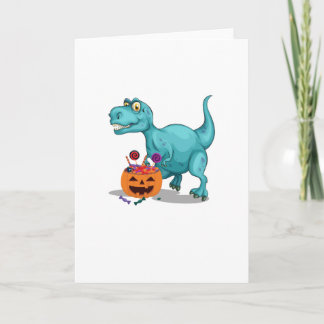 Cartão Doces do Dia das Bruxas engraçado do dinossauro da