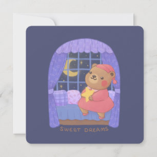 Cartão Doces Sonhos: Ilustração do Urso de Teddy