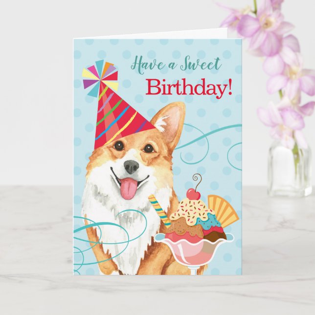 Cartão Docinho Birthday Pembroke Welsh Corgi Card (Orquídea)