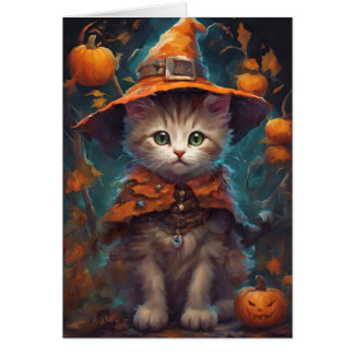 Cartão Docinho de bruxaria do Halloween Kitten