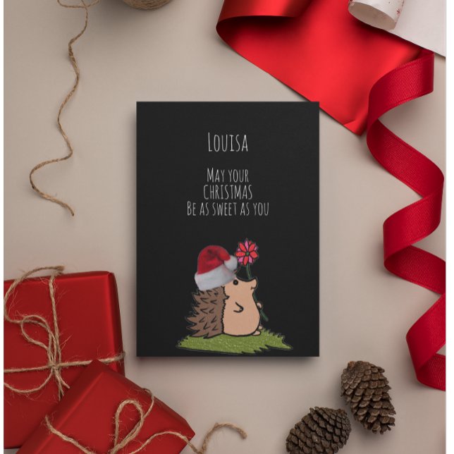 Cartão Docinho Hedgehog Natal Personalizável (Criador carregado)