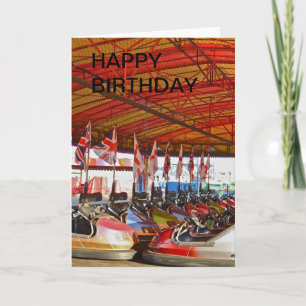 Cartão Dodgem Car Funfair Ride  HAPPY BIRTHDAY Card