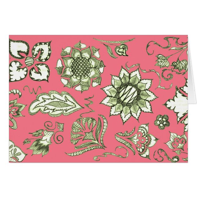 Cartão Dodle em Rosa e Azeite (Frente horizontal)
