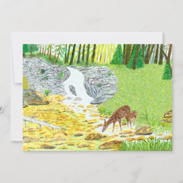 Cartão Doe e Fawn Flat (Frente)