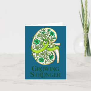 Cartão Doença renal consciência fita verde floral renal
