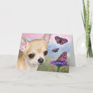 Cartão Dog 92 Chihuahua Butterfly Note Card/Greeting Card