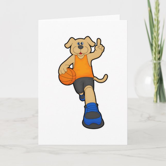 Cartão Dog as Basketball player with Basketball (Frente)