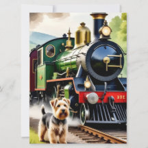 Dog Greeting steam train