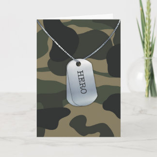 Cartão dog tags De "Herói" Em Camouflage