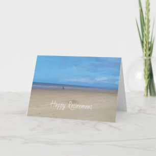 Cartão Dog walking on the beach retirement card