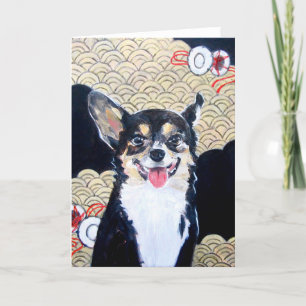 Cartão Dog with Kimono Greeting Card