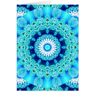 Cartão Doily azul do laço do gelo, Aqua abstrato
