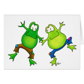 Cartão Dois amigos de salto felizes do sapo