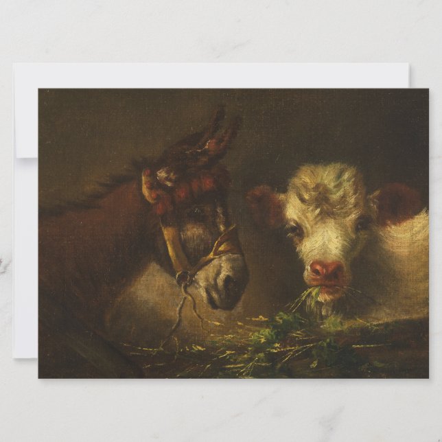 Cartão Dois Amigos (Donkey e Lamb) (Animais de Criação) (Frente)