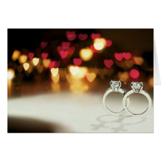Cartão Dois anéis do solitário com sombras de Venus