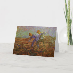 Cartão Dois Camponeses Cavando por Vincent van Gogh