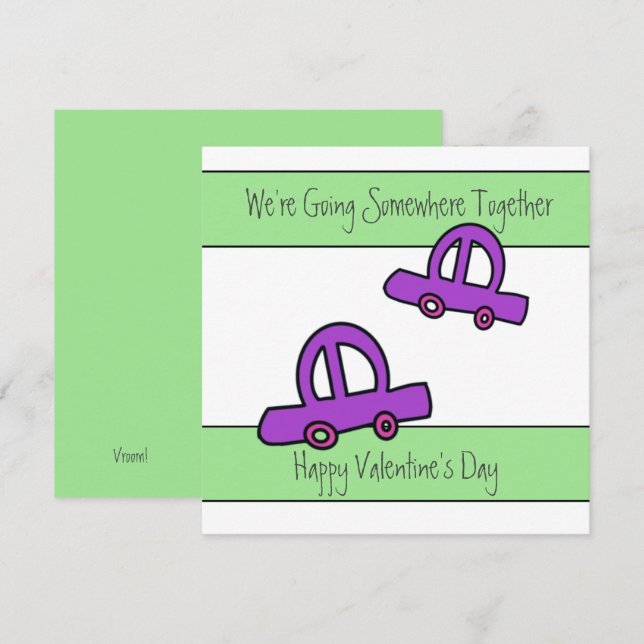 Cartão Dois carros viajando no Dia de os namorados (Frente/Verso)