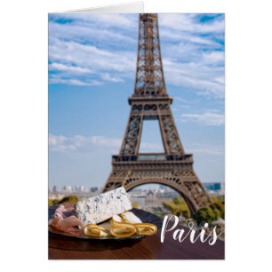 Cartão Dois copos de vinho no café em Paris