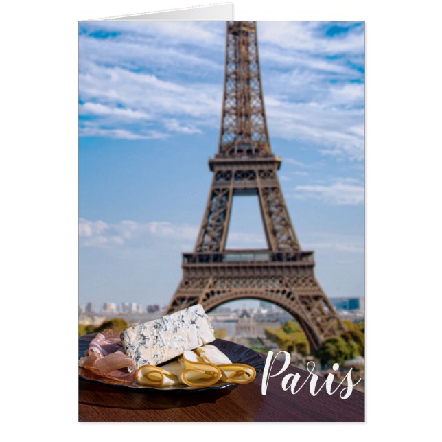 Cartão Dois copos de vinho no café em Paris (Frente)