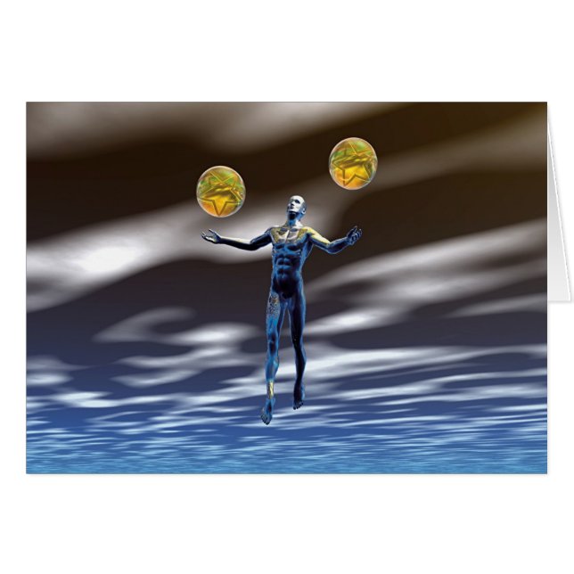 Cartão Dois dos Pentacles (Frente Horizontal)