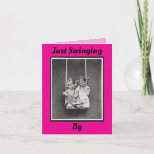 Cartão Dois Gatinhos Em Uma Placa Swing