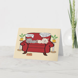 Cartão Dois Gatos E Um Aniversário De Bandeja De Litro