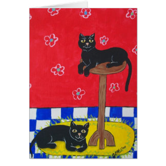 Cartão Dois gatos pretos