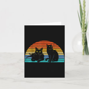 Cartão Dois Gatos Pretos Fundo Colorido Amantes de Gatos