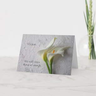 Cartão Dois lírios-calla frescos de condolências