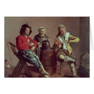 Cartão Dois meninos e uma música do fazer da menina, 1629