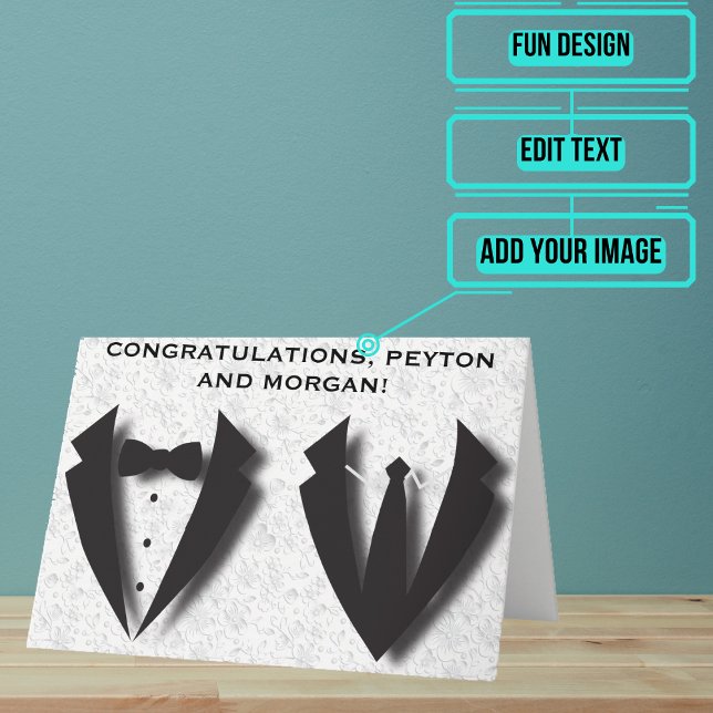 Cartão Dois Noivos Abstrato Dia de Casamento Parabéns (Send your love and congratulations with a modern and unique twist.)