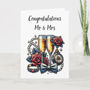 Cartão Dois Óculos de Champanhe, Casamento