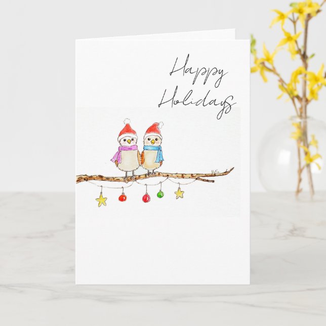 Cartão Dois passarinhos (Flor Amarela)