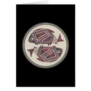 Cartão Dois peixes, Mimbres Pottery, Imagem 18 Card