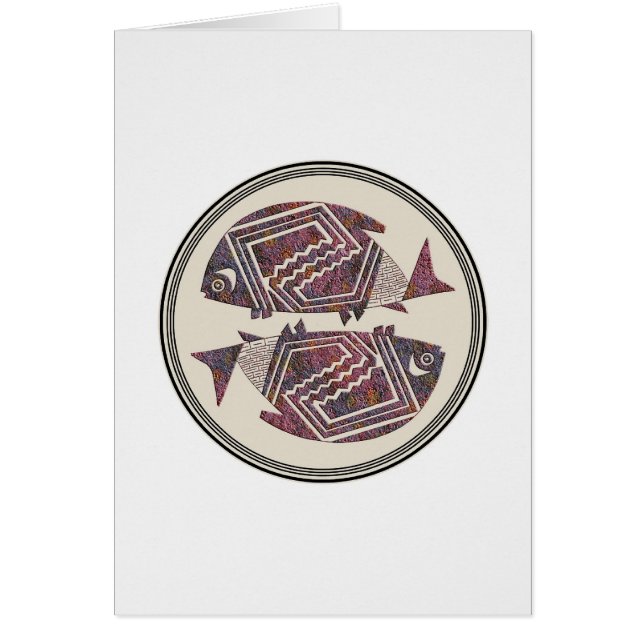 Cartão Dois peixes, Mimbres Pottery, Imagem 18 Card (Frente)
