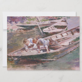 Cartão Dois rapazes num barco (por Theodore Robinson)