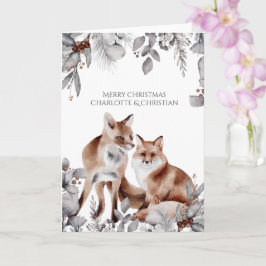 Cartão Dois Raposos Vermelhos Natal Personalizado