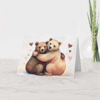 Cartão Dois ursos abraçando o romance do Dia de os namora