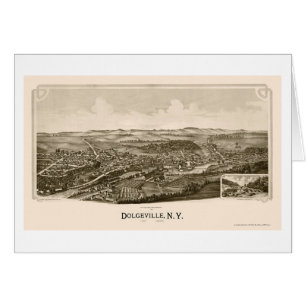 Cartão Dolgeville, mapa panorâmico de NY - 1890