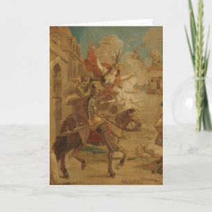 Cartão Dom Quixote Guiado pela Loucura, tapeçaria do sécu