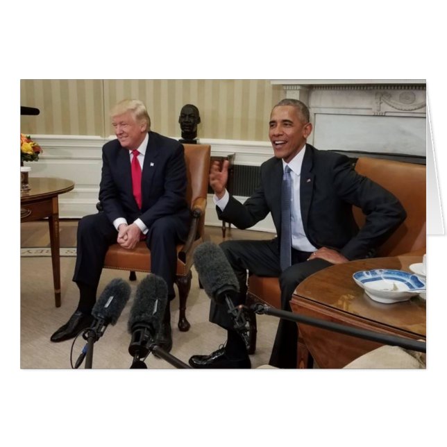 Cartão Donald Trump com Barack Obama (Frente Horizontal)
