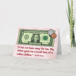 Cartão Donald Trump como uma nota de dólar