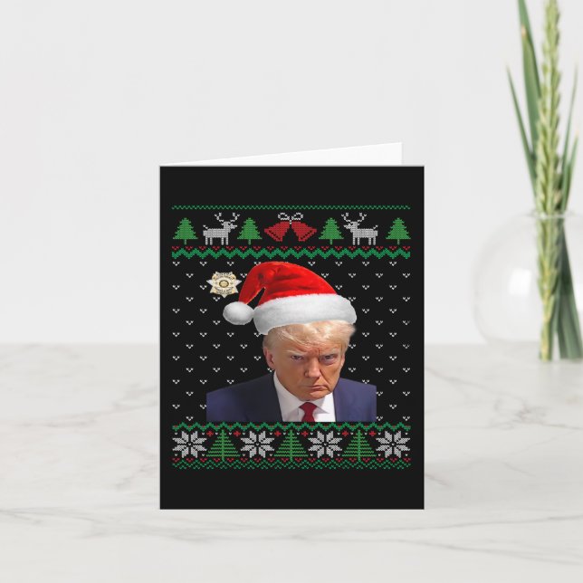 Cartão Donald Trump Mug Ugly Christmas (Frente)