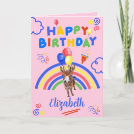Cartão Donkey Birthday Card in Pink